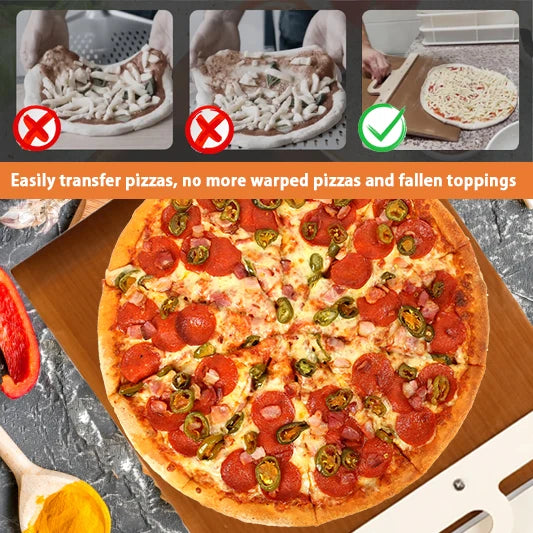 pizzeria tarp Sliding Pizza Peel Shovel Removable Wooden Handle Pizza Spatula with T –  Kitchen Groups