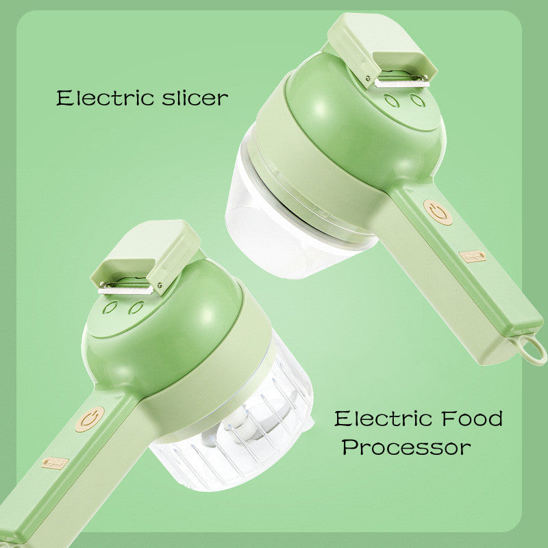 4 in 1 Portable Electric Vegetable Cutter Set,Wireless Food Processor Mud  Masher Garlic Chopper Cutting 