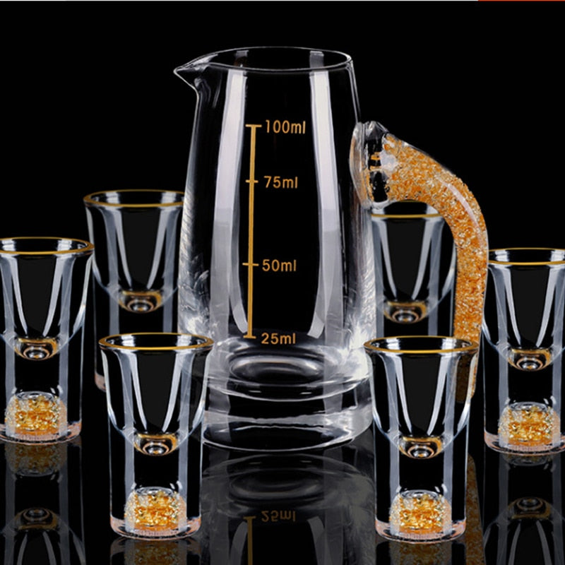 Crystal Liquor Spirits Shot Glass Box Gold Thick Bottom Wine Glasses –  Kitchen Groups