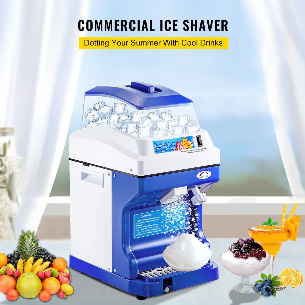 220V 120KG/H Electric Ice Crusher Shaved Ice Machine Ice Block