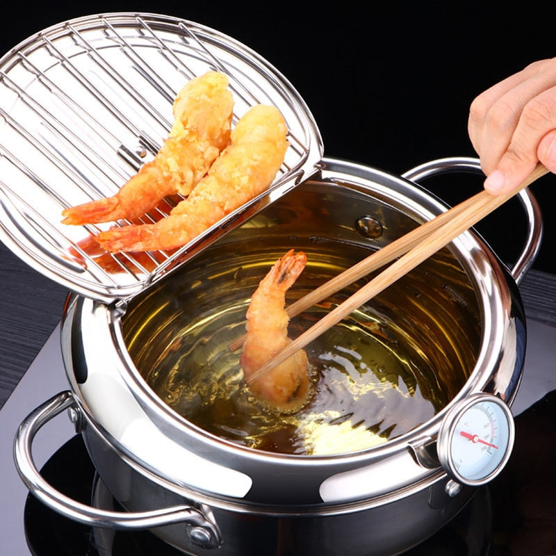 Control Kitchen Tempura Fryer Pan Cooking Tools Deep Fryer Deep Frying Pot