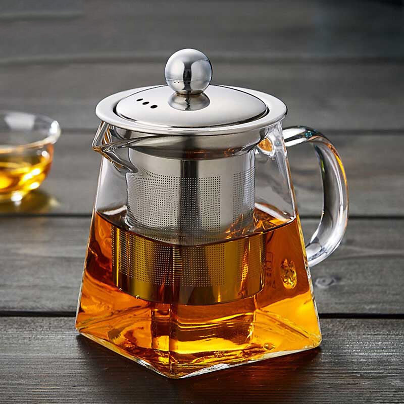 Heat Resistant Borosilicate Glass Teapot With Tea Infuser Filter