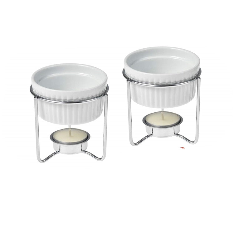 Mini Fondue Set Of 2 Ceramic Butter Warmer Set With Tealight Candle –  Kitchen Groups