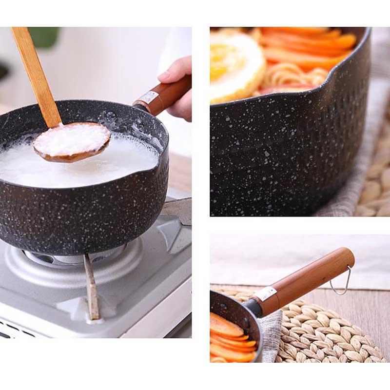 Saucepan With Lid, Aluminum Alloy Sauce Pan With Wooden Handle