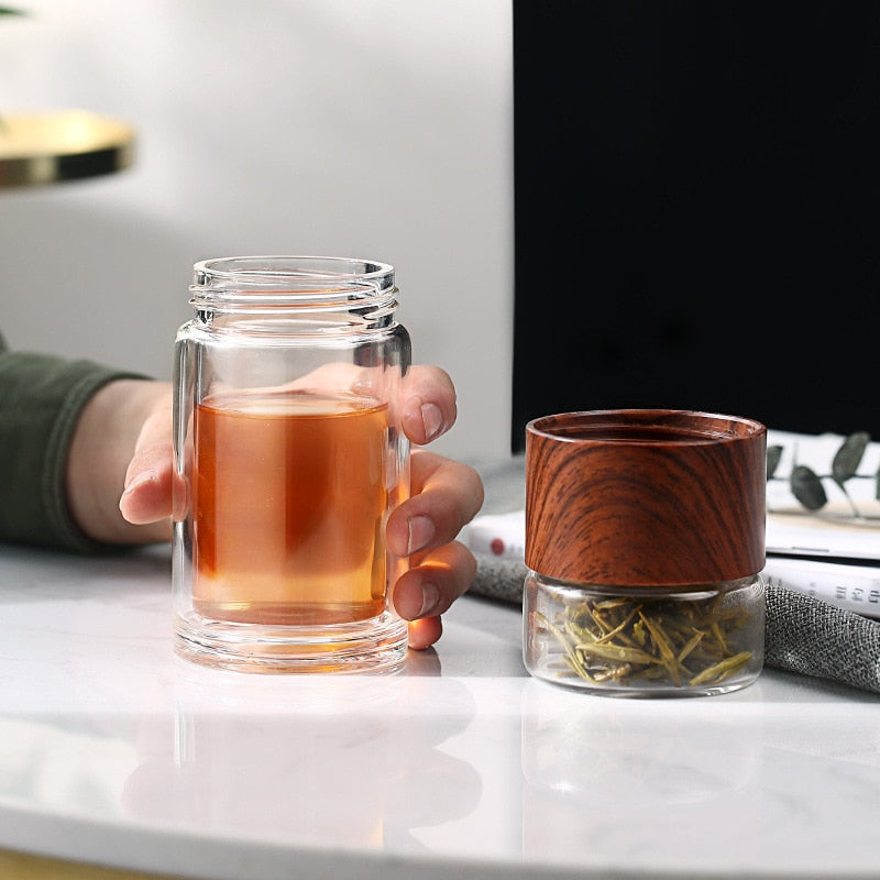 Travel Drinkware Portable Double Wall Glass Tea Bottle Tea Infuser Glass  Tumbler Stainless Steel Filters The Tea Filter