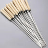 10pcs Wooden Handle Stainless Steel Heat-Resistant BBQ Grill Skewers