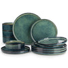 12/24/36pcs Reactive Glaze Ceramic Dinner Plate Bowl Tableware Set