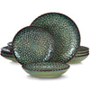 12/24pcs Stoneware Dinnerware Set Textured Ceramic Combination Set