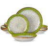 12/24pcs Stoneware Dinnerware Set Textured Ceramic Combination Set