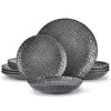 12/24pcs Stoneware Dinnerware Set Textured Ceramic Combination Set
