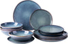12pcs Ceramic Handmade Reactive Glaze Plates and Bowls Dinnerware Set