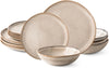 12pcs Ceramic Handmade Reactive Glaze Plates and Bowls Dinnerware Set