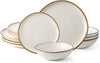 12pcs Ceramic Handmade Reactive Glaze Plates and Bowls Dinnerware Set