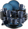 16/32/48pcs Vintage Ceramic Stoneware Set with Plate Bowl Coffee Cups