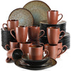 16/32/48pcs Vintage Ceramic Stoneware Set with Plate Bowl Coffee Cups