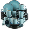 16/32/48pcs Vintage Ceramic Stoneware Set with Plate Bowl Coffee Cups