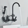 Kitchen Faucet With Spray Gun Wall Mounted Hot Cold Water Mixer Tap