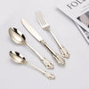 24Pcs Cutlery Set Stainless Steel Vintage Western Dinnerware Tableware