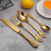 24Pcs Cutlery Set Stainless Steel Vintage Western Dinnerware Tableware