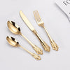 24Pcs Cutlery Set Stainless Steel Vintage Western Dinnerware Tableware