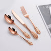 24Pcs Cutlery Set Stainless Steel Vintage Western Dinnerware Tableware