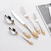 24Pcs Cutlery Set Stainless Steel Vintage Western Dinnerware Tableware