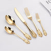 24Pcs Cutlery Set Stainless Steel Vintage Western Dinnerware Tableware