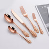 24Pcs Cutlery Set Stainless Steel Vintage Western Dinnerware Tableware