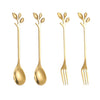 4pcs Creative Branch Leaves Spoon Fork Stirring Spoon Fruit Tableware