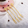 4pcs Flower shape Two-tine Fork Set Dessert Tableware Home Flatware