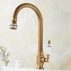 Antique Bronze Brass Kitchen Faucet Swivel Single-Hole Cold Water Tap