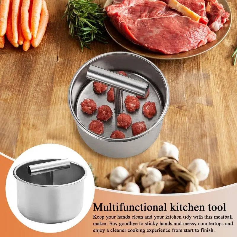 Stainless steel meatball press making multiple portions