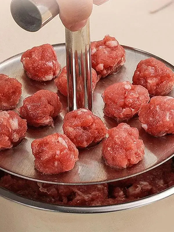 Stainless steel meatball press showing easy meal preparation