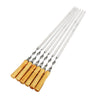 6pcs Long Handle BBQ Skewers Stainless Steel Shish Kebab Grill Fork Set