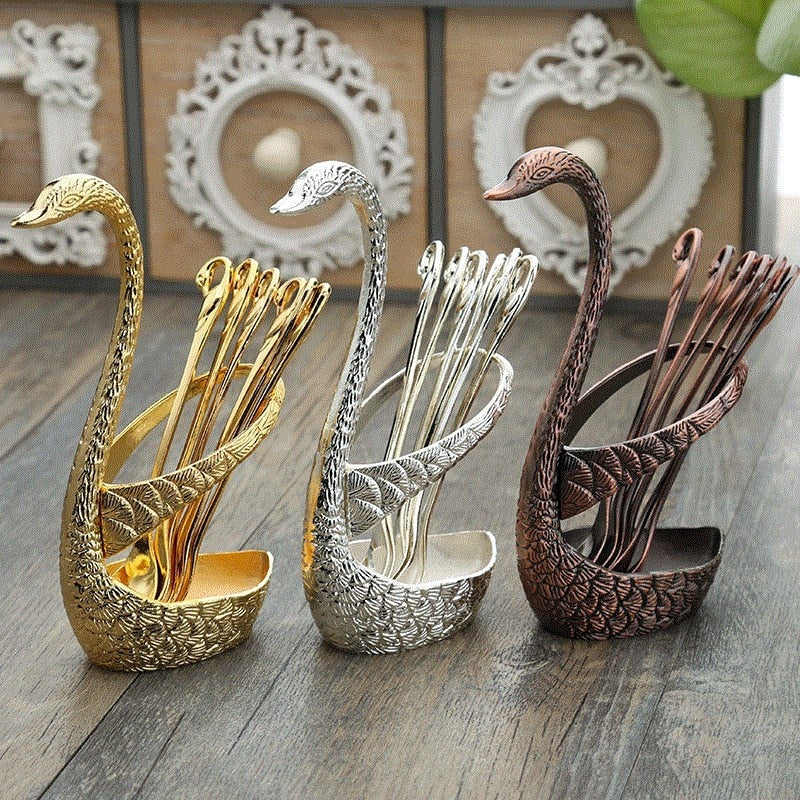 thumbnail image 2 of Metal Dinner Swan Base Holders, Swan Figurine Holder, Flatware Stand 2 of 10