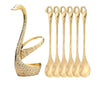 7pcs Swan Base Holder Fruit Forks Set Salad Dessert Tools Tableware