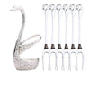 7pcs Swan Base Holder Fruit Forks Set Salad Dessert Tools Tableware