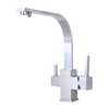 Brass 3-Way Water Filter Faucet Square Swivel Tri-Flow Kitchen Sink Tap