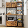 Bakers Rack with Storage Cabinet Power Outlet Kitchen Microwave Stand