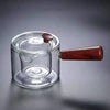 Borosilicate Glass Teapot Kettle Wooden Handle Heat Resistant Tea Maker