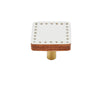 Brass Cowhide Leather Furniture Handles Round Square Cabinet Knob