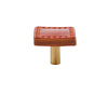 Brass Cowhide Leather Furniture Handles Round Square Cabinet Knob