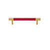 Brass Cowhide Stitched Leather Furniture Handles Wardrobes Pulls