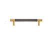Brass Cowhide Stitched Leather Furniture Handles Wardrobes Pulls