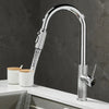 Carved Brass Kitchen Faucet Pull-Out Rotating Single Lever Mixer Tap