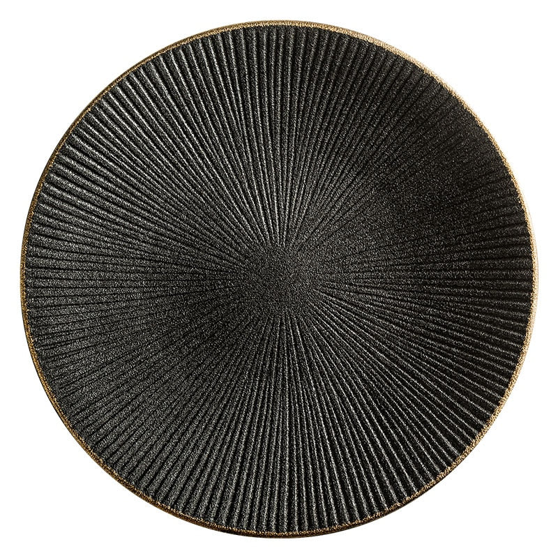 Simple Western Plate Layout Creative Frosted Black Western Plate Simple Fashion Ceramic Plate ...