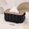 Elegant Large Capacity Tissue Box Holder with Solid Wooden Lid