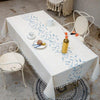 Embroidery Leaves Decorative Linen Tablecloth With Tassel