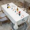Embroidery Leaves Decorative Linen Tablecloth With Tassel