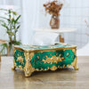 European Rose Pattern Gold Tissue Box Luxury Decorative Paper Holder